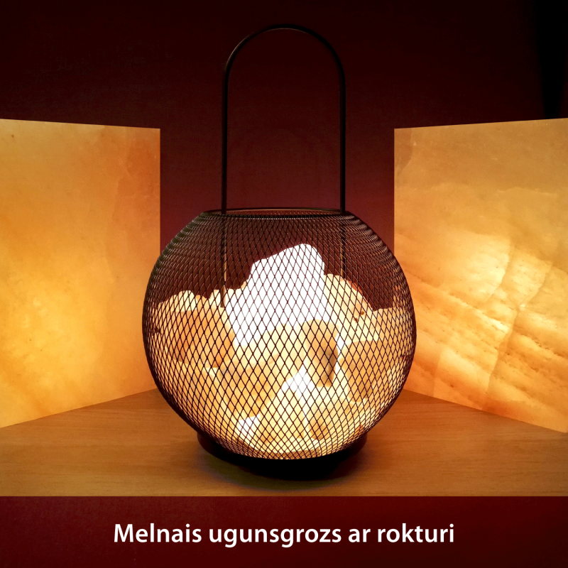 Sāls lampa Melnais ugunsgrozs ar rokturi